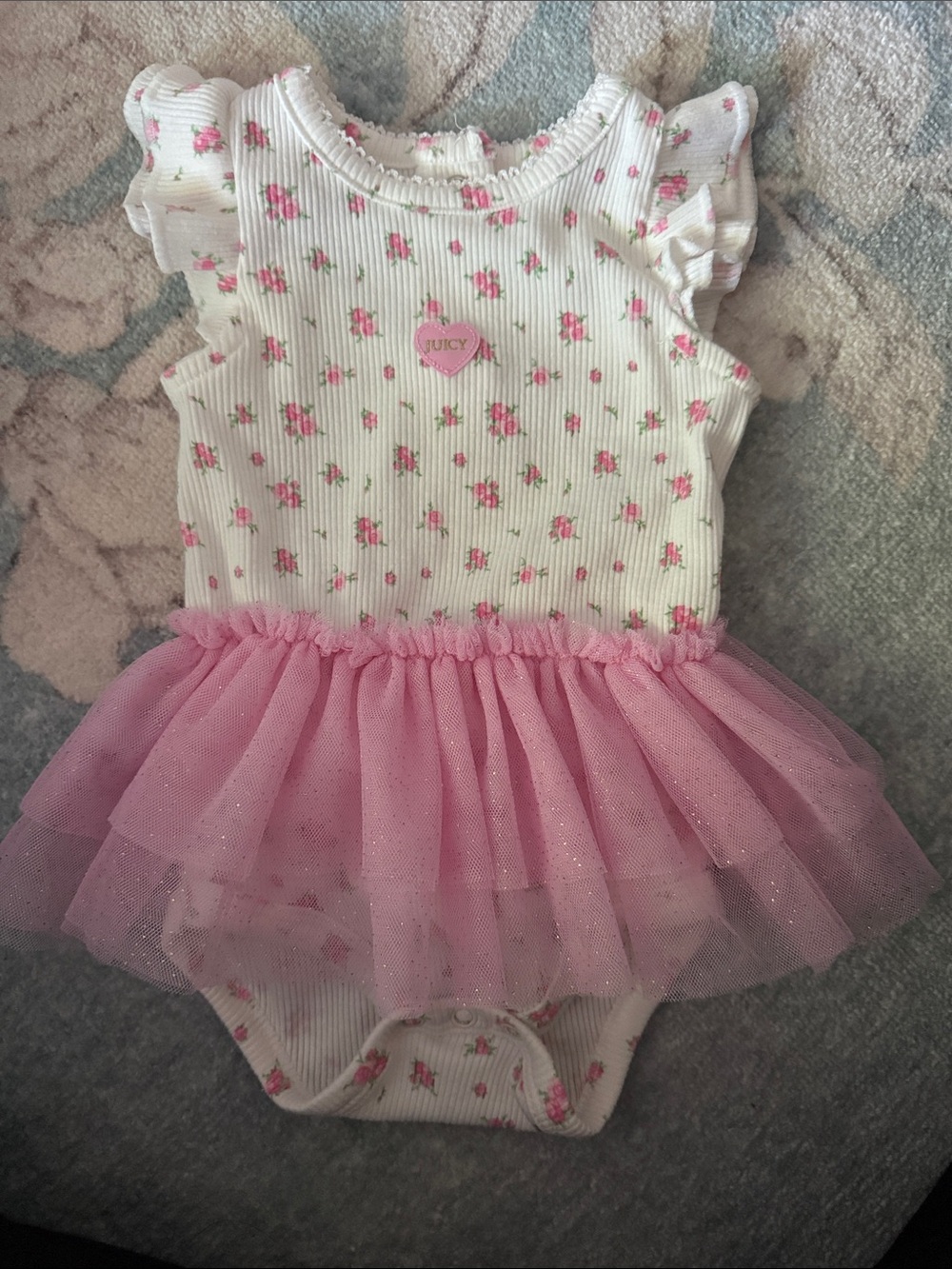 Juicy Couture White and Pink Floral Tutu One-Piece